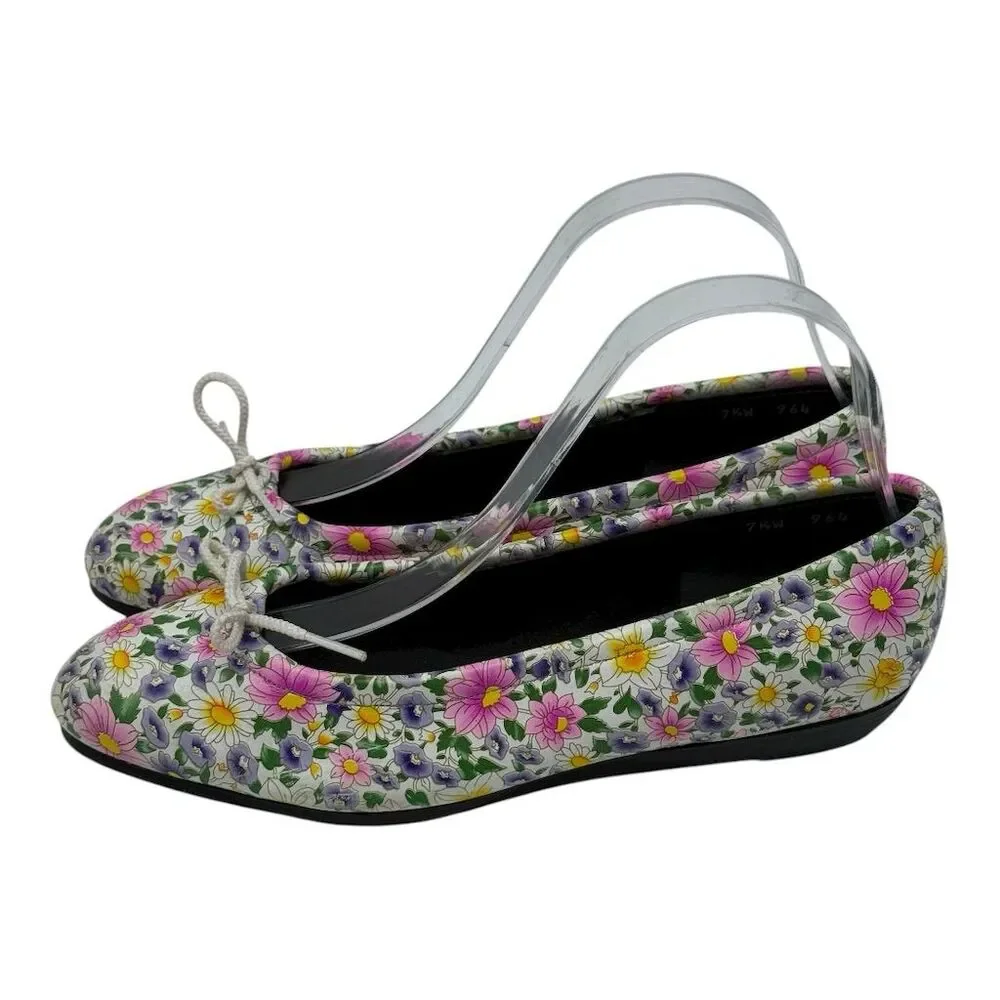 4172. Vintage Floral Ballet Flats Multicolor Slip-On